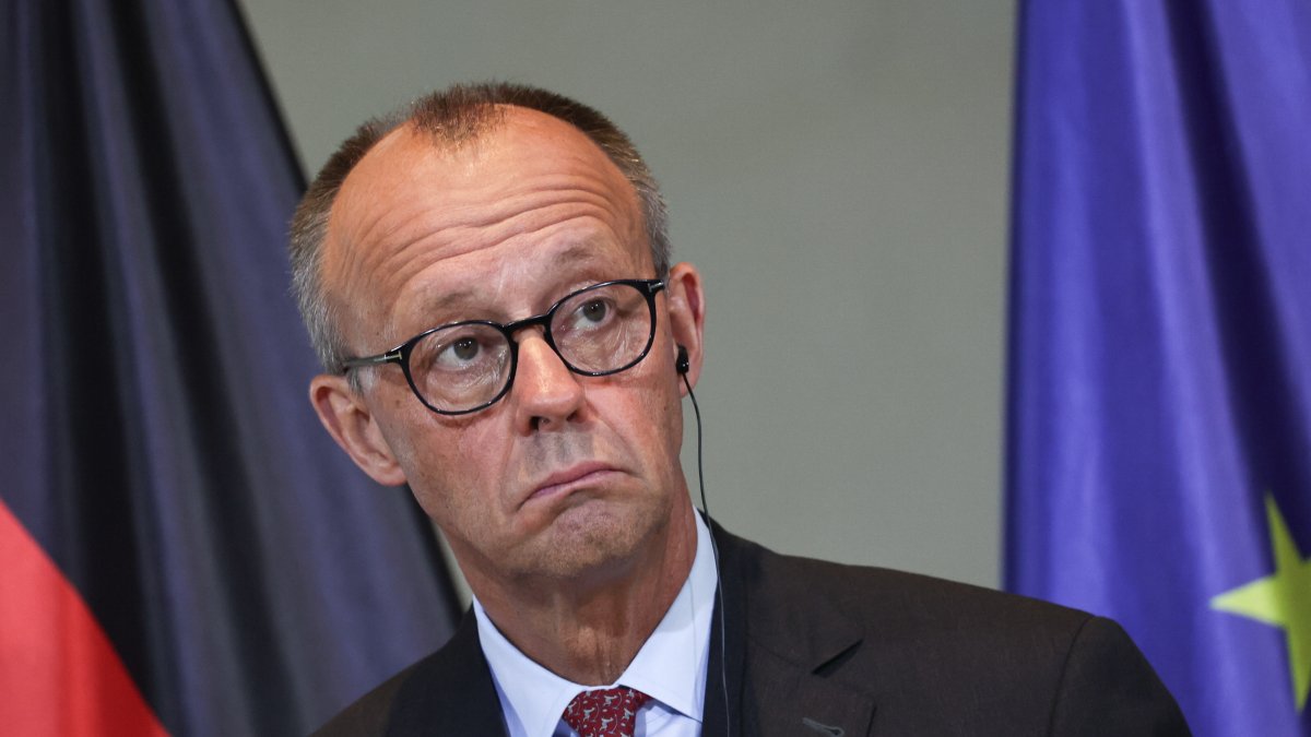 German Chancellor Friedrich Merz attends a press conference in Berlin, Germany, July 22, 2025. (EPA Photo)