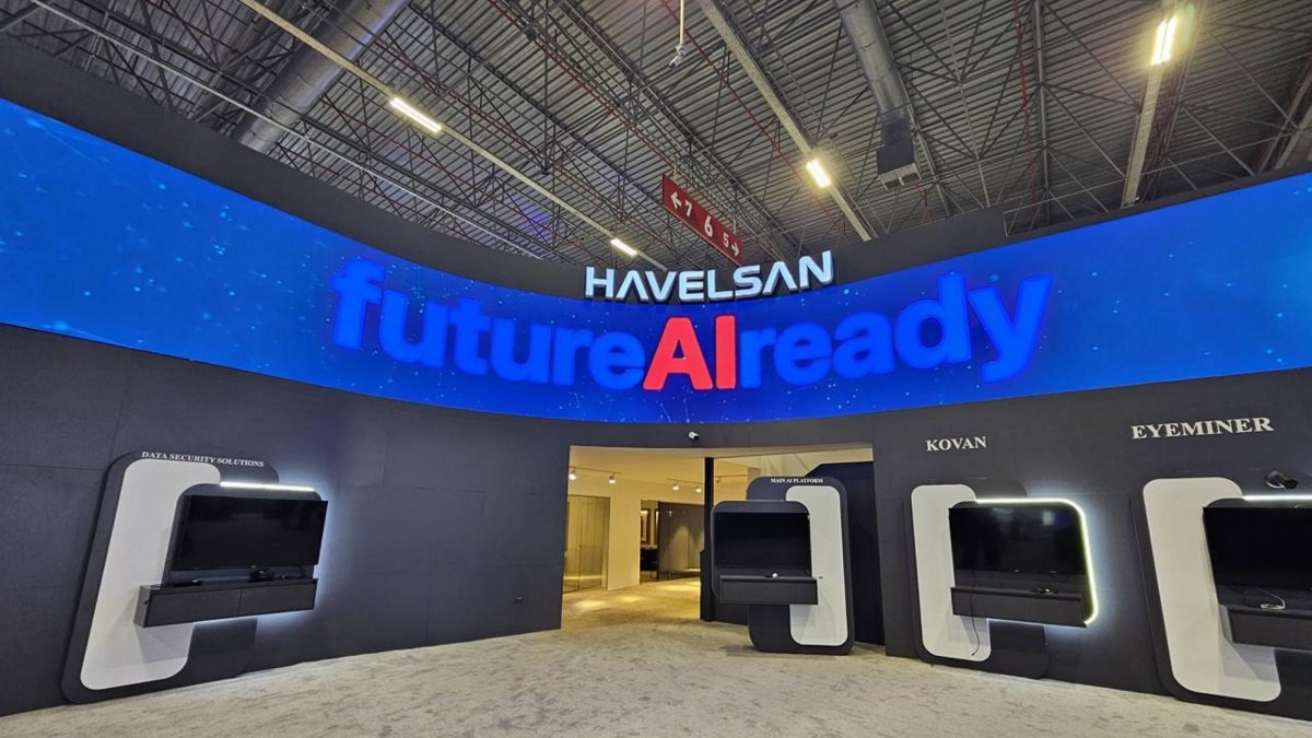 A board reading &quot;futureAIready&quot; is displayed at the booth of Turkish defense company Havelsan at the 17th International Defense Industry Fair 2025 (IDEF), Istanbul, Türkiye, July 22, 2025. (AA Photo)