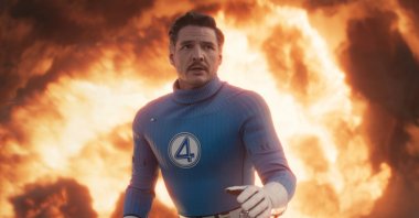 This image released by Disney shows Pedro Pascal in a scene from "The Fantastic Four: First Steps." (AP Photo)