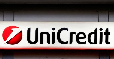 The UniCredit bank logo is pictured in Rome, Italy, Nov. 25, 2024. (Reuters Photo)