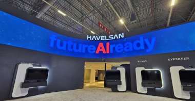 A board reading &quot;futureAIready&quot; is displayed at the booth of Turkish defense company Havelsan at the 17th International Defense Industry Fair 2025 (IDEF), Istanbul, Türkiye, July 22, 2025. (AA Photo)