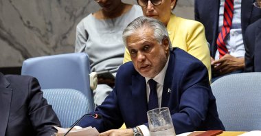 Pakistan's Foreign Minister Ishaq Dar, who is acting as president of the U.N. Security Council, addresses a meeting of the United Nations Security Council on international peace and security through multilateralism, at U.N. headquarters, New York City, U.S., July 22, 2025. (Reuters Photo)