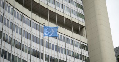 An IAEA flag flutters in front of the agency’s headquarters, Vienna, Austria, June 16, 2025. (Reuters Photo)
