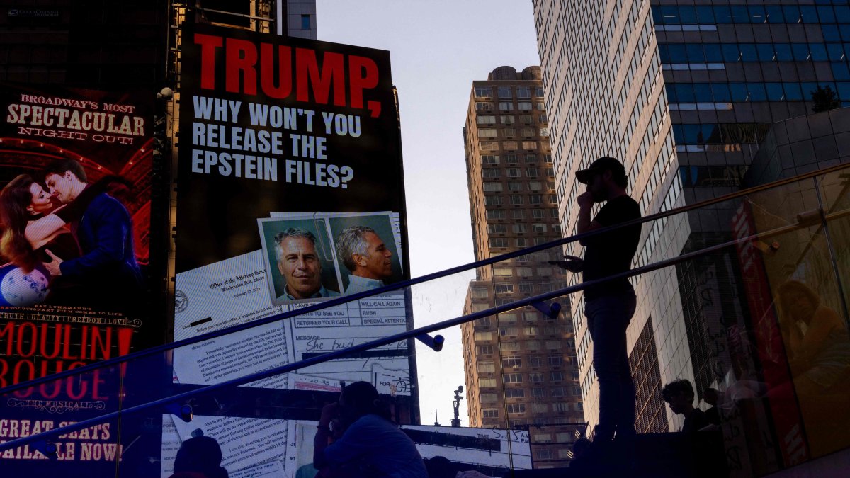 A billboard in Times Square calls for the release of the Epstein files, in New York City, U.S., July 23, 2025. (AFP Photo)