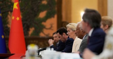 European Commission President Ursula von der Leyen speaks during opening remarks with the Chinese Premier Li Qiang during the EU-China summit at the Great Hall of the People, Beijing, China, July 24, 2025. (Reuters Photo)