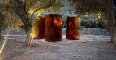 An artwork by Sabine Marcelis on display at BOBO by The Stay, Bodrum, Muğla, Türkiye, July 19, 2025. (Photo by Funda Karayel)