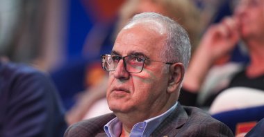 Turkish Volleyball Federation President Mehmet Akif Üstündağ looks on during the FIVB Nations League (VNL) quarterfinals match between Poland and China at the Atlas Arena, Lodz, Poland, July 23, 2025. (AA Photo)