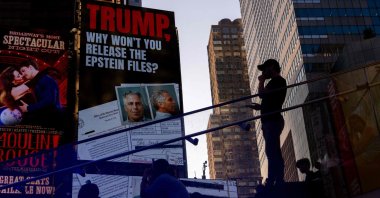 A billboard in Times Square calls for the release of the Epstein files, in New York City, U.S., July 23, 2025. (AFP Photo)