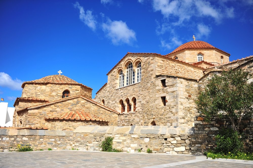 Facade of Panagia Ekatontapiliani church, Paros island, Greece. (Shutterstock Photo)