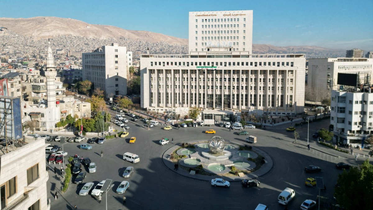 A drone view shows the Syrian central bank, after the ousting of longtime dictator Bashar Assad, Damascus, Syria, Dec. 16, 2024. (Reuters Photo)