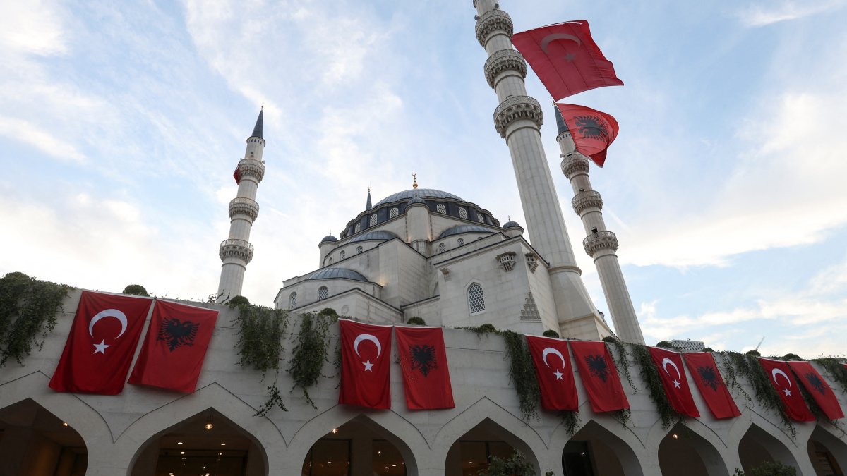 A view of the Great Mosque of Tirana or Namazgah Mosque, the largest mosque in the Balkans, on the day of its inauguration, Tirana, Albania, Oct. 10, 2024. (Reuters Photo)