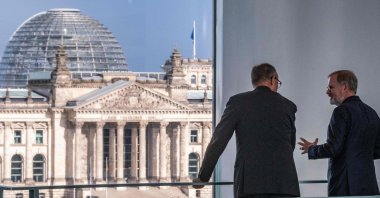 German Chancellor Friedrich Merz (R) and Czech Prime Minister Petr Fiala address a press conference at the Chancellery, Berlin, Germany, July 22, 2025. (AFP Photo)