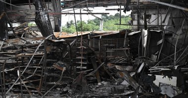 Damage from a fire caused by Cambodian artillery at a convenience store and gas station, Sisaket, Thailand, July 25, 2025. (AFP Photo)