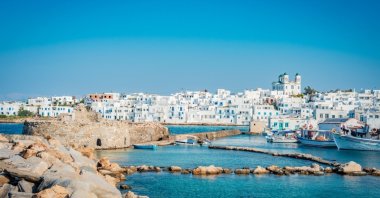 An aerial view of Naousa, the northeastern corner of the island of Paros, Greece. (Shutterstock Photo)