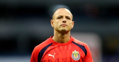 Guadalajara&#039;s Chicharito during the warm-up before the Mexico Liga MX match against Cruz Azul at the Estadio Ciudad de los Deportes, Mexico City, Mexico, March 2, 2024. (Reuters Photo)