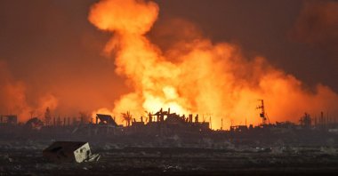 An explosion in Gaza is seen from the Israeli side of the Israel-Palestine border, July 24, 2025. (Reuters Photo)