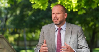Belgium’s Defense and Foreign Trade Minister Theo Francken speaks to Anadolu Agency (AA) at the 2025 International Defense Industry Fair (IDEF) in Istanbul, Türkiye, July 26, 2025. (AA Photo)