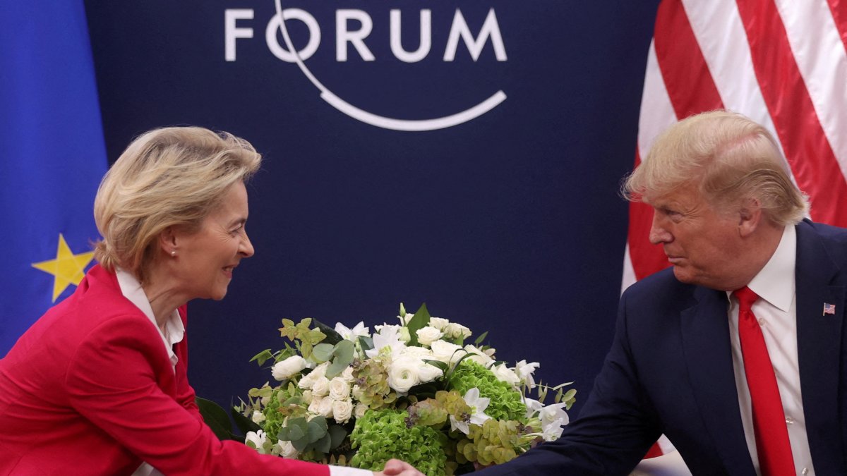 U.S. President Donald Trump attends a bilateral meeting with European Commission President Ursula von der Leyen during the 50th World Economic Forum (WEF) annual meeting in Davos, Switzerland, Jan. 21, 2020. (Reuters Photo)