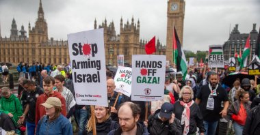 Pro-Palestine protesters take part in the "National March for Palestine," London, Britain, July 19, 2025. (EPA Photo)
