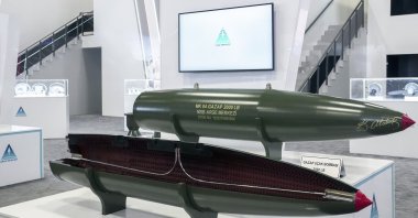 GAZAP and HAYALET aircraft bombs developed by the Ministry of National Defense R&amp;D center are showcased for the first time at the 17th International Defense Industry Fair (IDEF 2025), Istanbul, Türkiye, July 27, 2025. (AA Photo)
