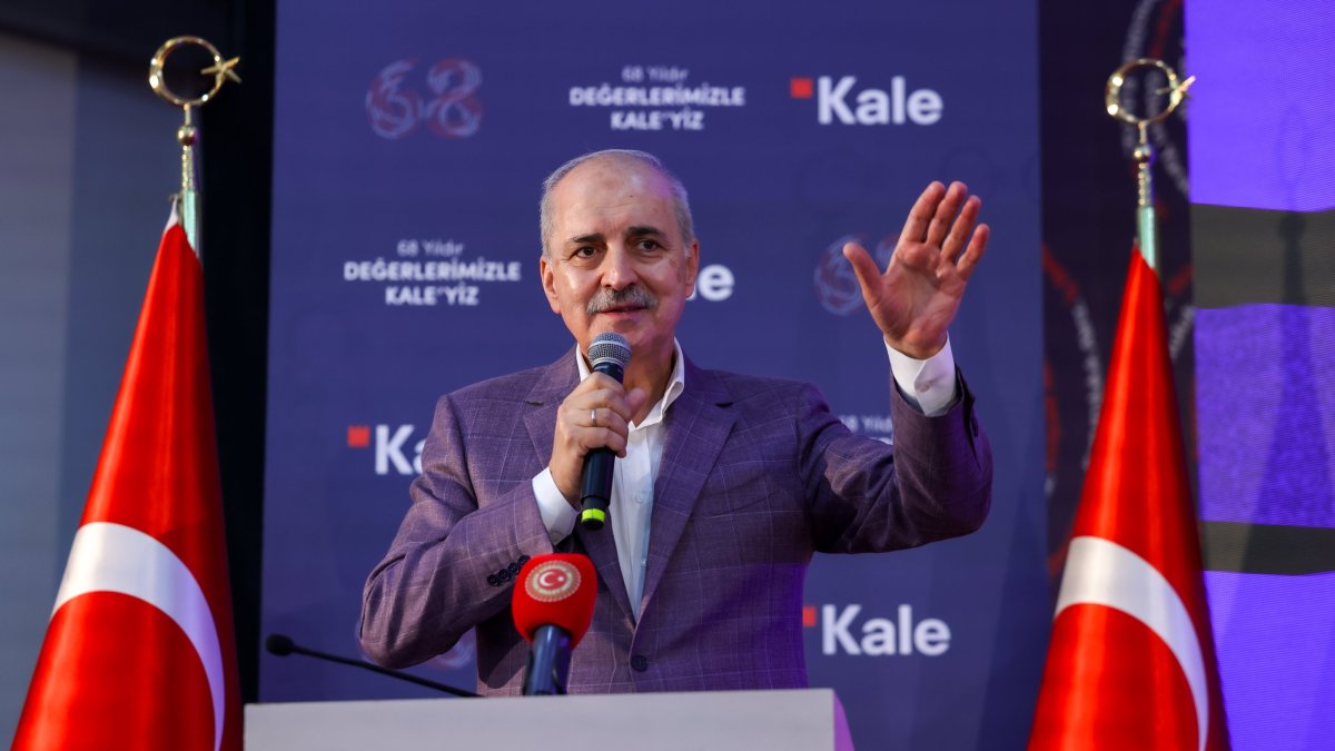 Parliament Speaker Numan Kurtulmuş delivers a speech during the 68th Anniversary and Ceramics Festival of Kale Seramik, Çan district of Çanakkale, Türkiye, July 27, 2025. (AA Photo)