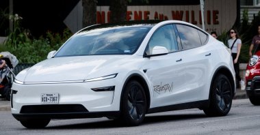 A Tesla robotaxi drives on the street along South Congress Avenue in Austin, Texas, U.S., June 22, 2025. (Reuters Photo)