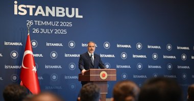 Foreign Minister Hakan Fidan speaks at a press conference after the Balkan Peace Platform meeting at a hotel in Istanbul, July 26, 2025. (AA Photo)