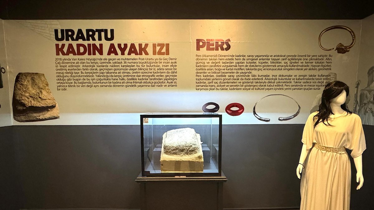 The display featuring an Urartian woman’s footprint, Van, Türkiye, July 28, 2025 (AA Photo)