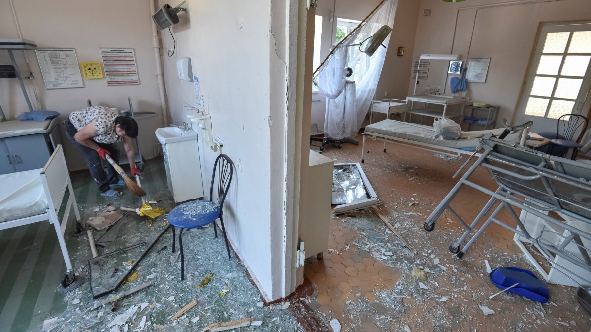 A woman cleans the damaged ward in a hospital which was hit by a Russian missile strike, amid Russia&#039;s attack on Ukraine, in the city of Kamianske, Dnipro region, Ukraine, July 29, 2025. (Reuters Photo)