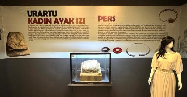 The display featuring an Urartian woman’s footprint, Van, Türkiye, July 28, 2025 (AA Photo)
