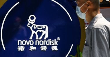 A signage of Novo Nordisk is seen during the China International Supply Chain Expo (CISCE), Beijing, China, July 17, 2025. (AFP Photo)