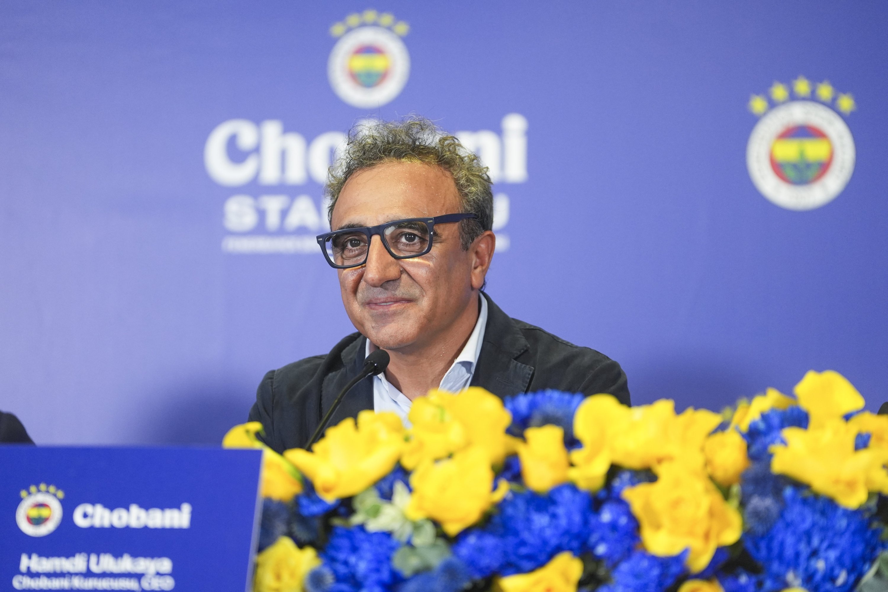 Chobani Founder and CEO Hamdi Ulukaya speaks during the press conference held at Chobani Stadium following the sponsorship agreement signing, Istanbul, Türkiye, July 30, 2025. (AA Photo)