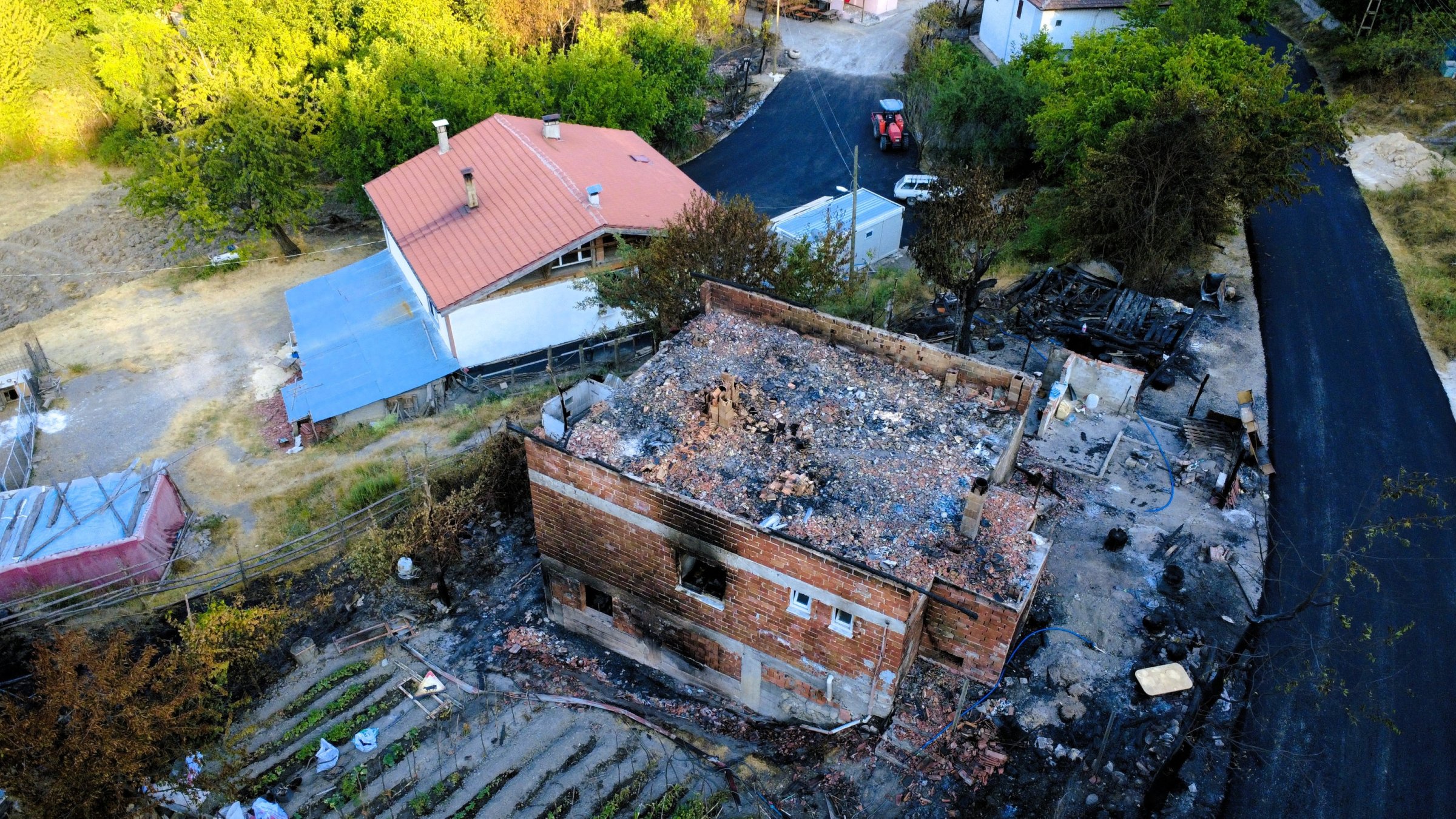 Aerial footage shows one of the burned areas caused by forest fires in Karabük, Türkiye, July 30, 2025. (AA Photo) 