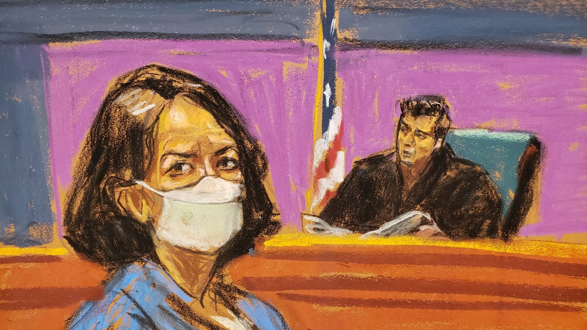 Jeffrey Epstein associate Ghislaine Maxwell listening to her sentencing from Judge Alison Nathan in a courtroom sketch, New York City, U.S., June 28, 2022. (Reuters Photo)