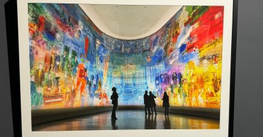 An example of Izzet Keribar&#039;s artwork display at the “From Analogue to Digital” exhibition, Istanbul, Türkiye, July 29, 2025 (AA Photo)