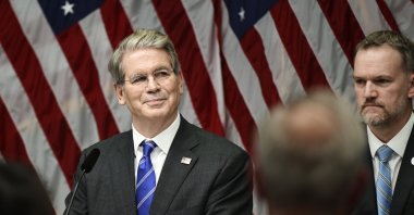 U.S. Treasury Secretary Scott Bessent (L) and U.S. Trade Representative Jamieson Greer attend a press conference in the Rosenbad building, the seat of Sweden&#039;s government, during the second day of trade talks between China and the U.S., Stockholm, Sweden, July 29, 2025. (EPA Photo)