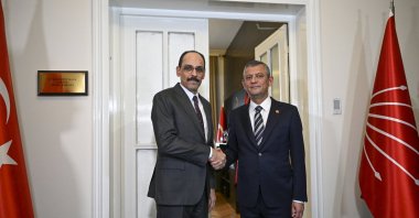 Republican People's Party (CHP) Chair Özgür Özel (R) meets with Turkish intelligence director Ibrahim Kalın at the CHP offices at Parliament, Ankara, Türkiye, July 24, 2025. (AA Photo)