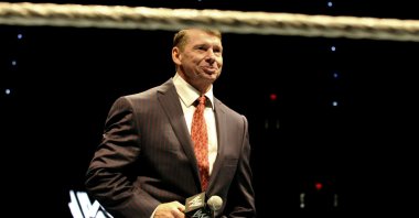WWE chairman and CEO Vince McMahon speaks to an audience during a fan appreciation event, Hartford, U.S., Oct. 30, 2010. (AP Photo)
