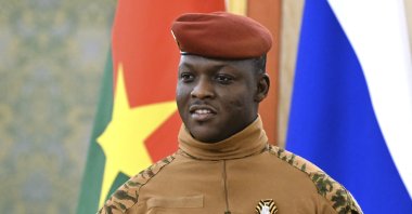 Burkina Faso President Ibrahim Traore arrives to meet Russian President Vladimir Putin in the Grand Palace at the Kremlin, Moscow, Russia, May 10, 2025. (AP Photo)