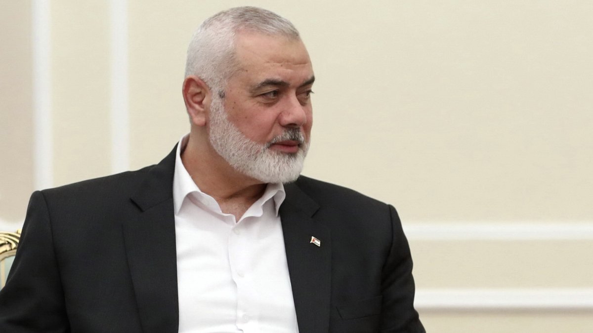 Hamas&#039; then-political bureau chief Ismail Haniyeh attends a meeting in Tehran, Iran, July 30, 2024. (AP Photo)