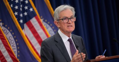 Federal Reserve (Fed) Chair Jerome Powell talks to reporters following the regular Federal Open Market Committee meetings at the Fed, Washington, U.S., July 30, 2025. (AFP Photo)