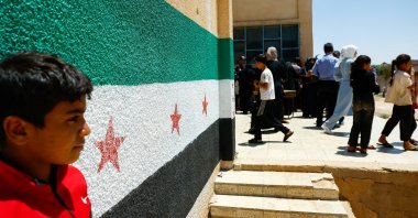Members of a group of Bedouin families who left Suwayda take shelter at a school in the village of El Sahoah, Deraa Governorate, Syria, July 28, 2025. (Reuters Photo)