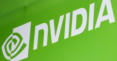 The Nvidia logo is seen at the Taipei Music Center, Taipei, Taiwan, May 19, 2025. (AFP Photo)