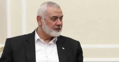 Hamas&#039; then-political bureau chief Ismail Haniyeh attends a meeting in Tehran, Iran, July 30, 2024. (AP Photo)