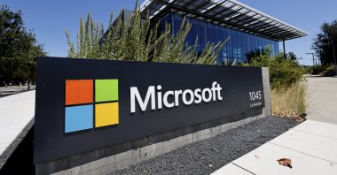 Microsoft signage at their corporate office in Mountain View, California, U.S., July 29, 2025. (EPA Photo)