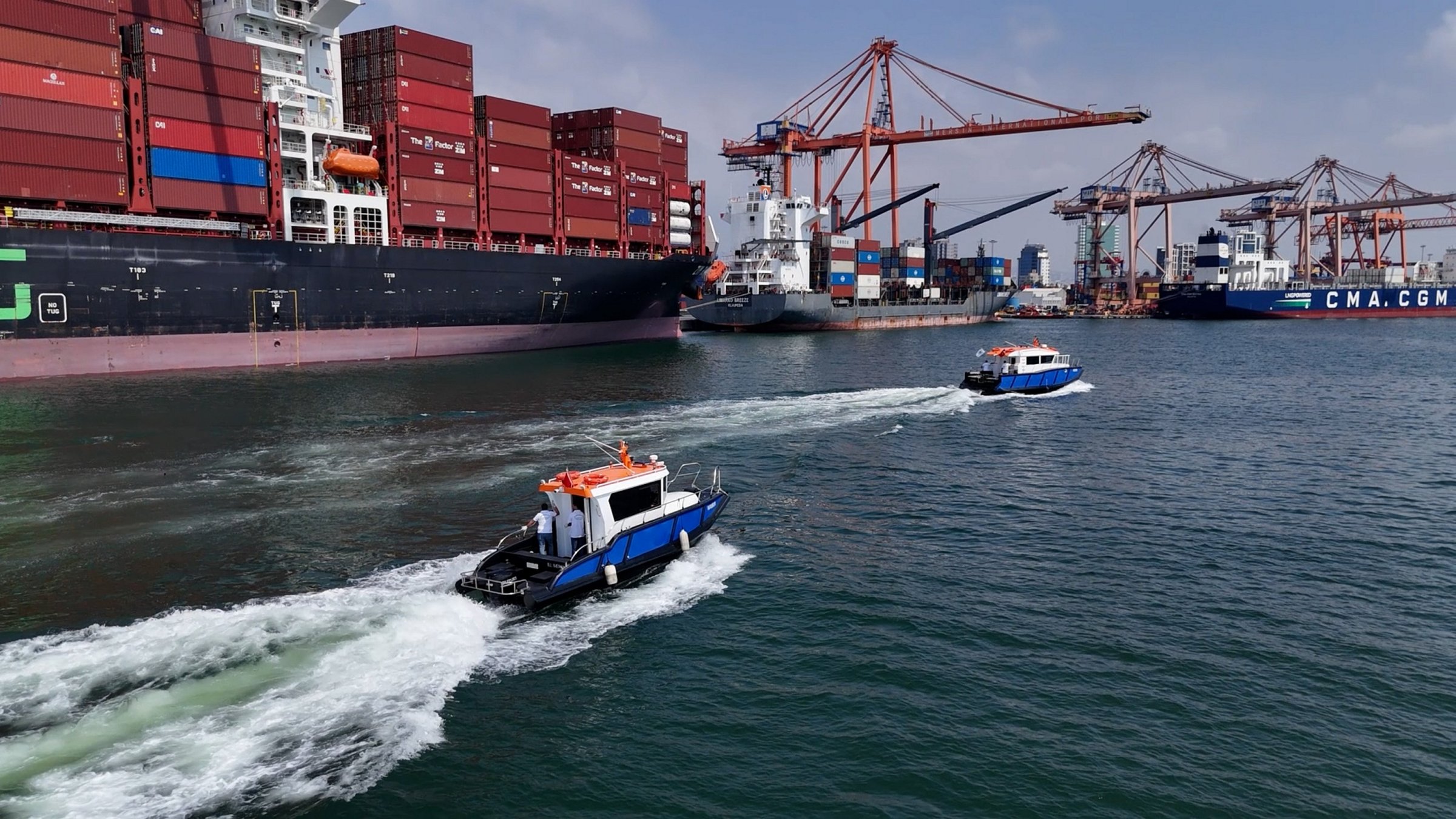 Container ships are seen at a port in Mersin, southern Türkiye, July 19, 2025. (AA Photo)