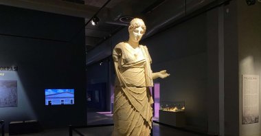A statue of the goddess Hestia is displayed at the Manisa Museum, Manisa, Türkiye, Aug. 1, 2025. (DHA Photo)