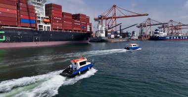 Container ships are seen at a port in Mersin, southern Türkiye, July 19, 2025. (AA Photo)
