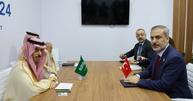 Foreign Minister Hakan Fidan and Saudi Arabian Foreign Minister Prince Faisal bin Farhan Al Saud hold talks in Rio de Janeiro, Brazil, Feb. 22, 2024. (AA File Photo)