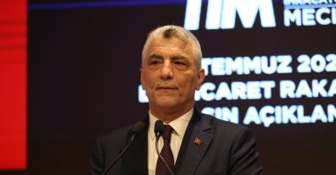 Trade Minister Ömer Bolat speaks at a press conference on foreign trade figures in northern Samsun province, Türkiye, Aug. 2, 2025. (AA Photo)